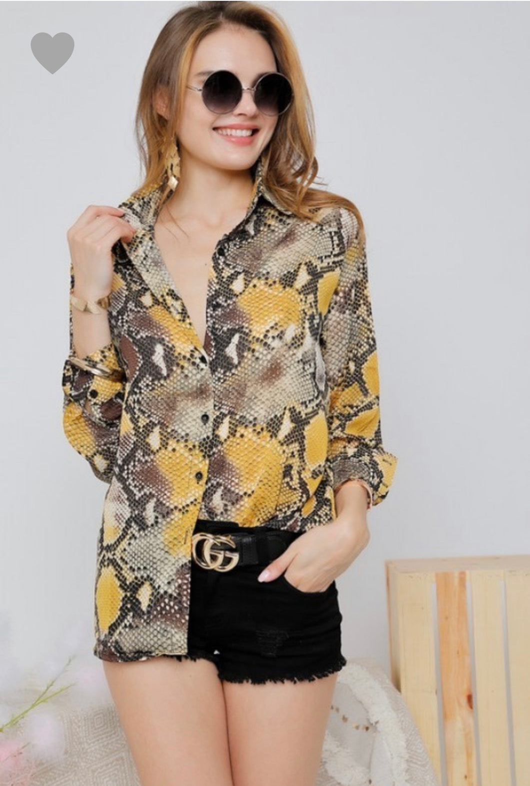 Snakeskin Button Up Top