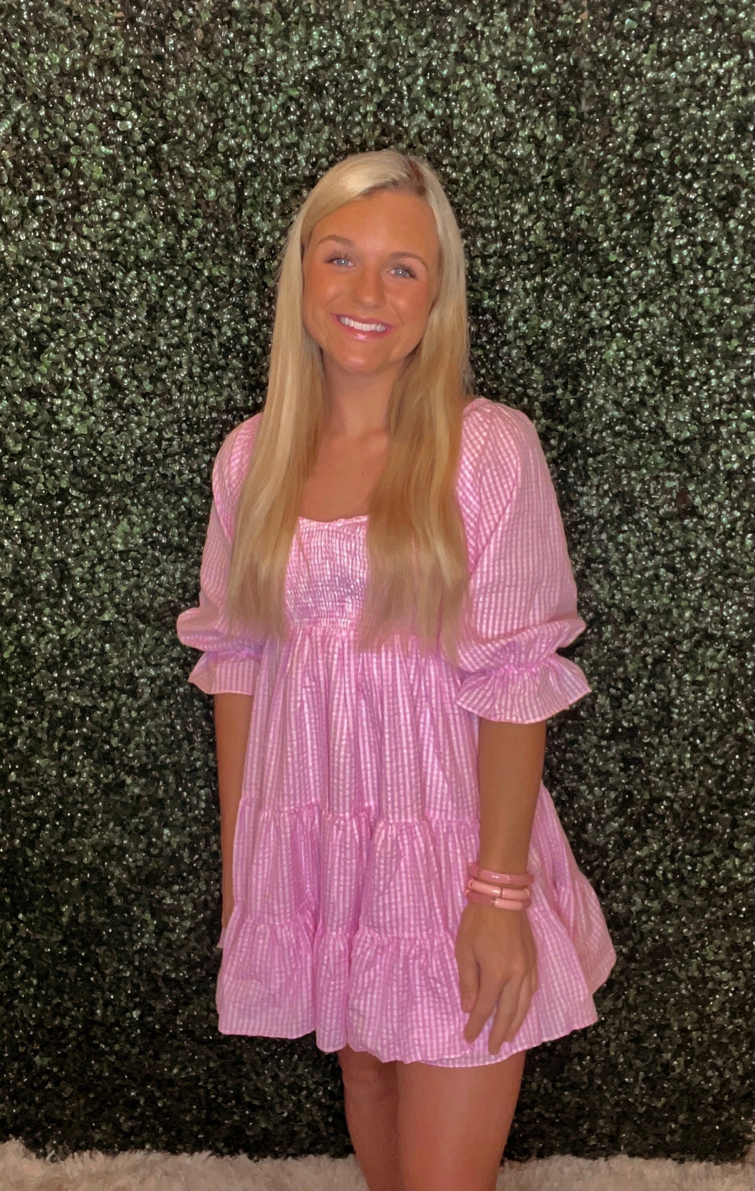 Pink and White Gingham Dress