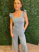 Load image into Gallery viewer, Ruffle Sleeve Denim Jumpsuit
