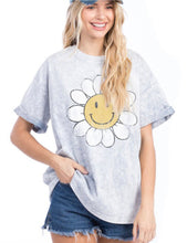 Load image into Gallery viewer, Miss Daisy Grey Denim Smiley Tee
