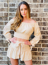 Load image into Gallery viewer, Beige Smocked Ruffle Skirt
