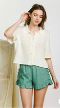 Load image into Gallery viewer, Sage Linen Ruffle Shorts
