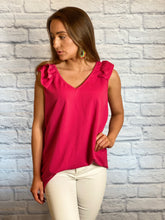 Load image into Gallery viewer, Penelope Fuchsia Ruffle Sleeve Top
