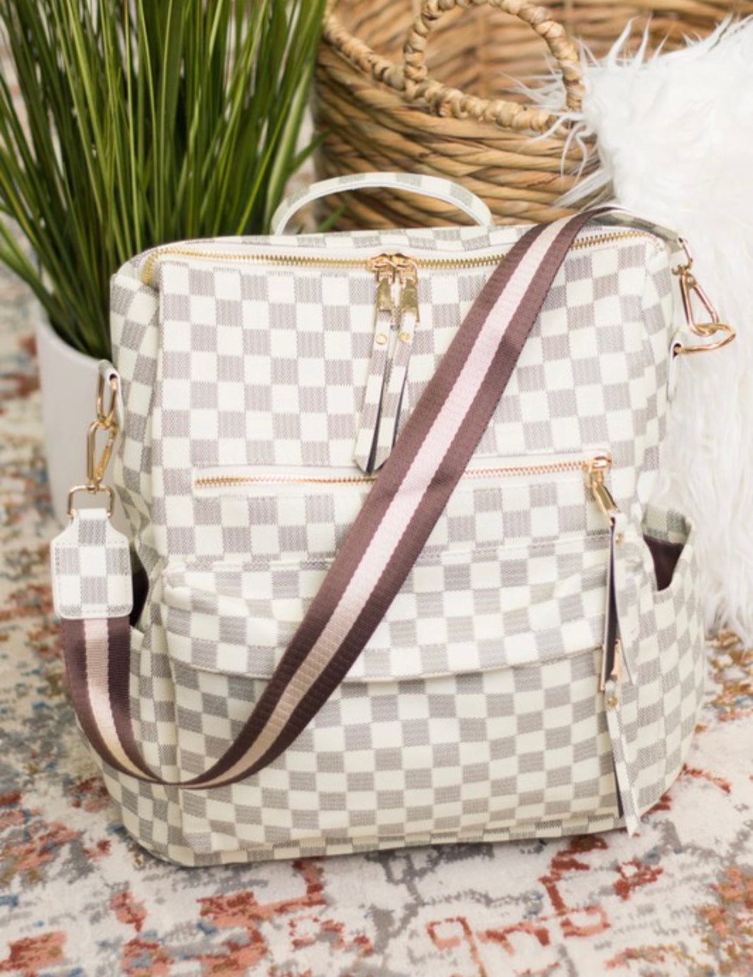 Cream Backpack/Handbag