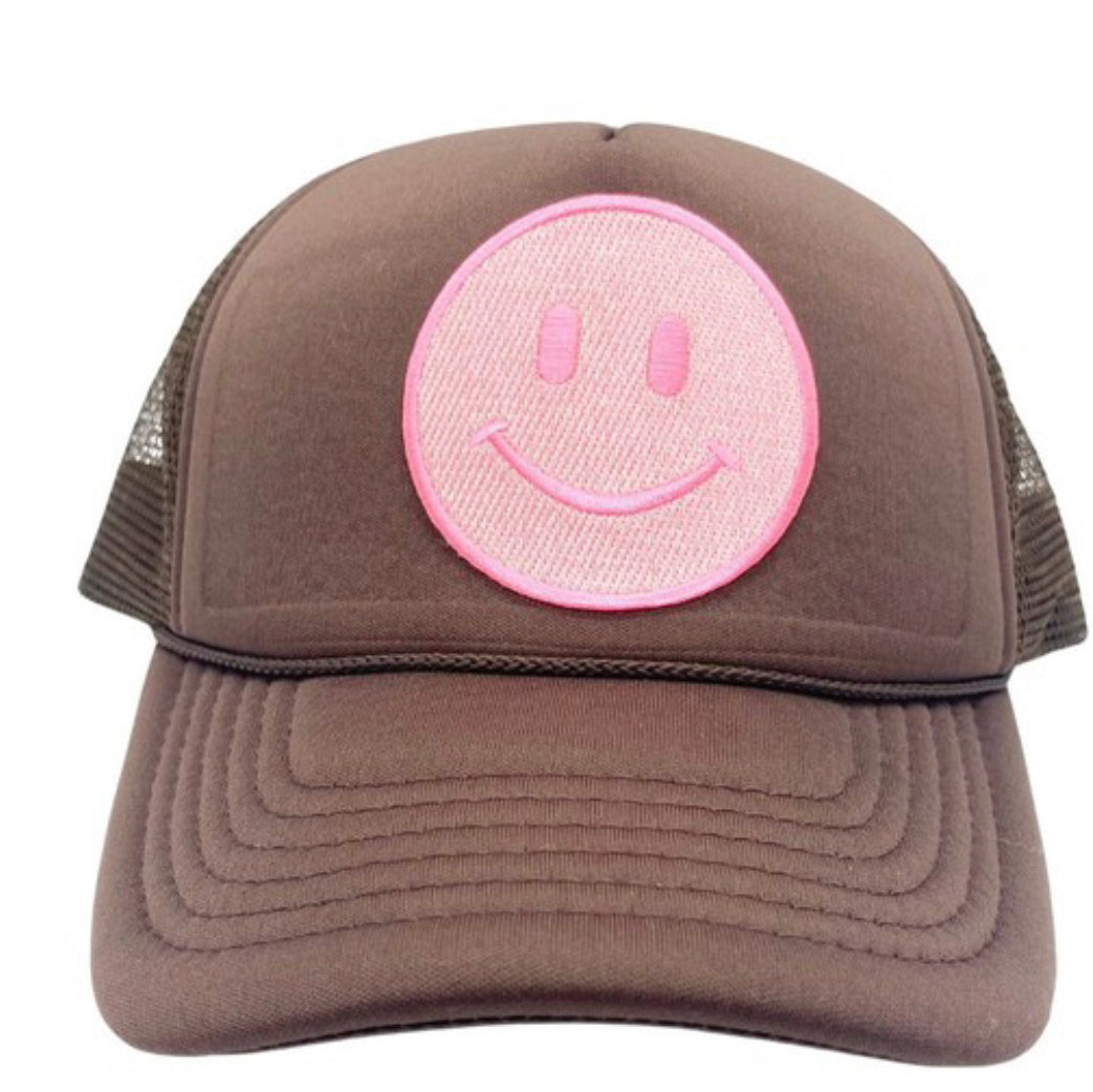Brown and Pink Smiley Trucker Hat