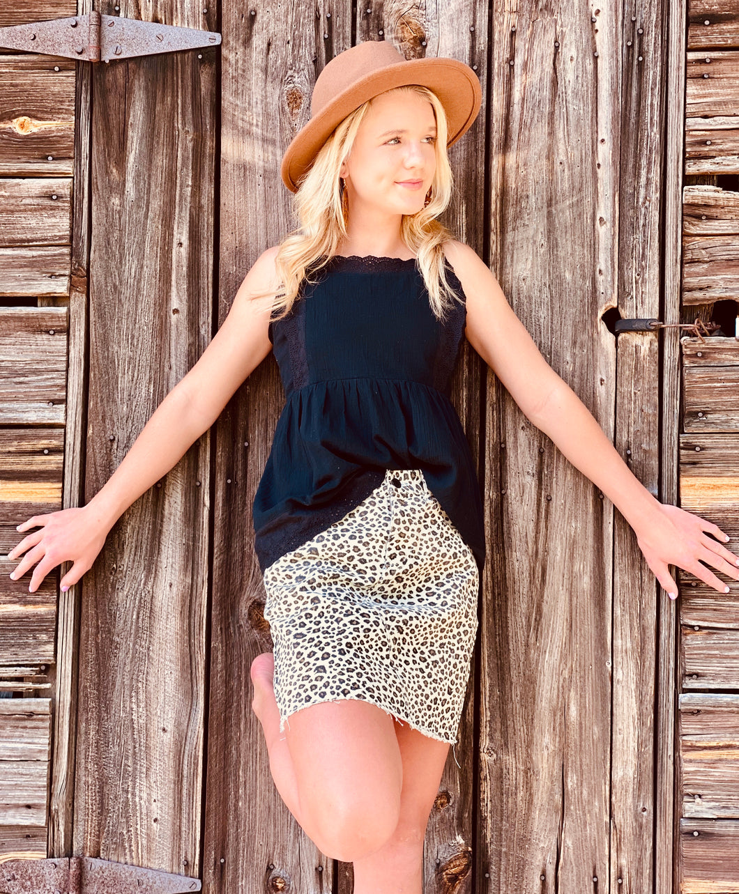 Leopard Denim Skirt