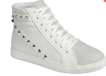 Load image into Gallery viewer, White High Top Studded Sneaker
