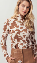 Load image into Gallery viewer, Cow Print Turtle Neck Top
