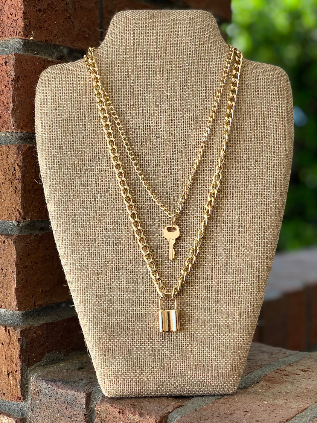 Key and Lock Layered Necklace