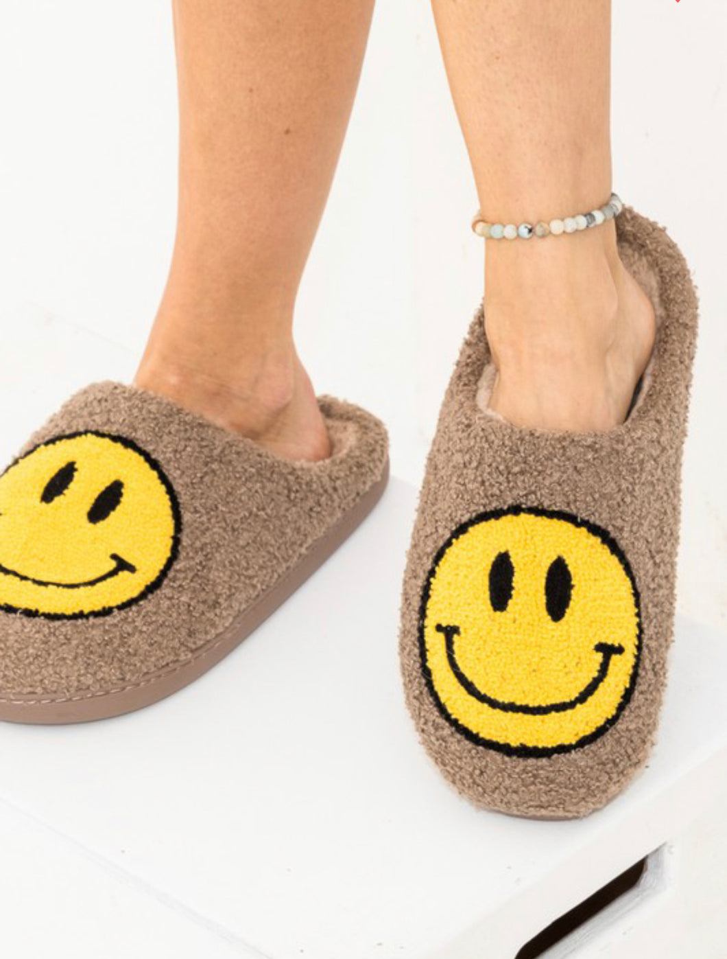 Taupe Smiley Slippers