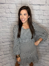 Load image into Gallery viewer, Black and White Plaid Smocked Dress
