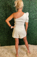 Load image into Gallery viewer, Cream Leather One Shoulder Romper
