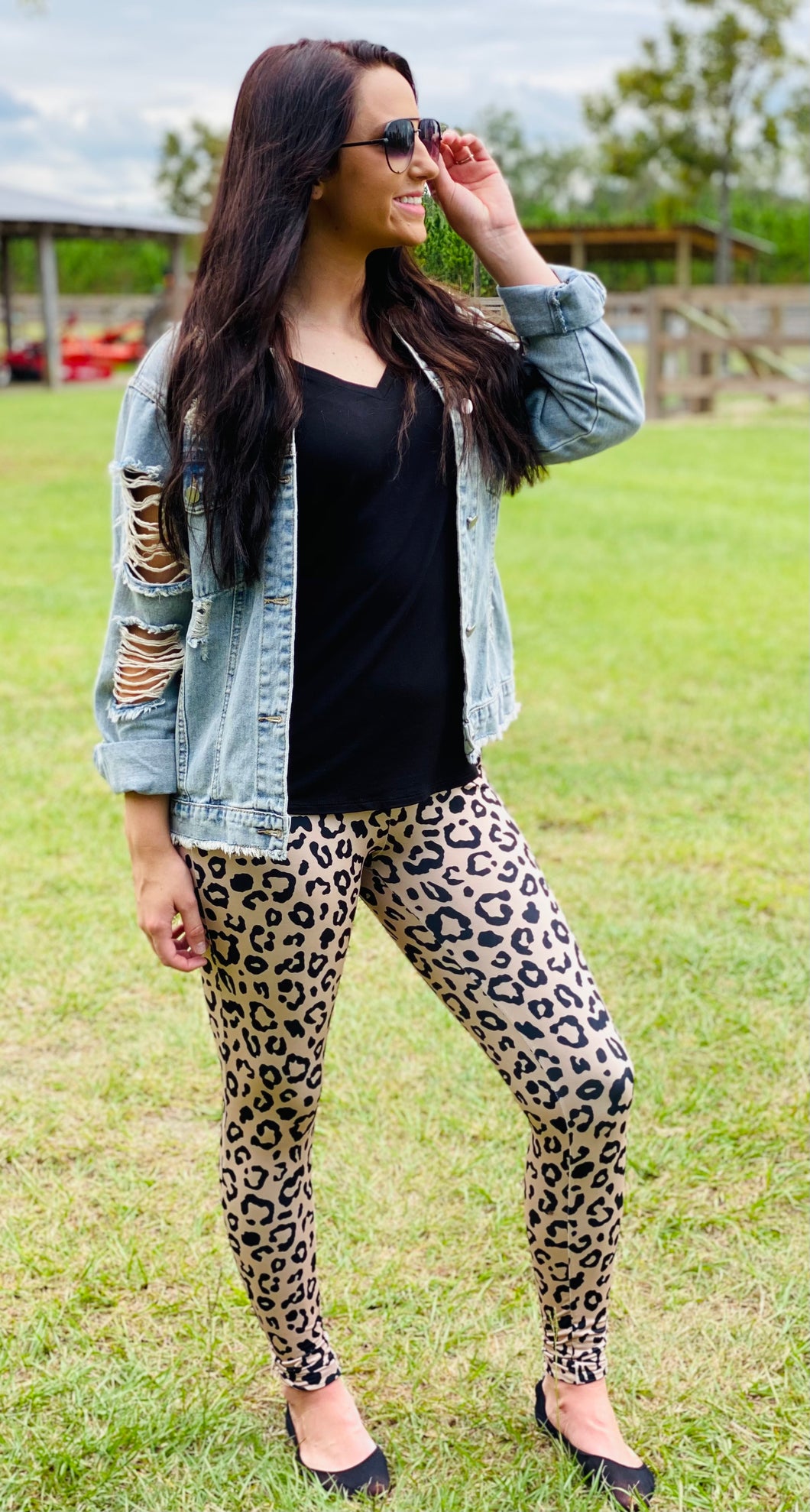 Black And Taupe Leopard Leggings