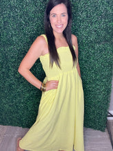 Load image into Gallery viewer, Bright Lemon Smocked Criss Cross Maxi
