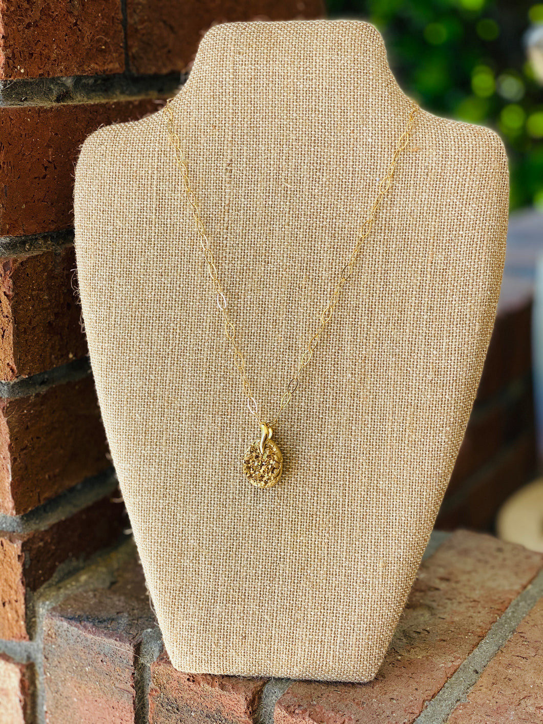 One of a Kind Gold Nugget Druzy Necklace