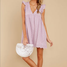 Load image into Gallery viewer, Lavender Frost Eyelet Romper Dress
